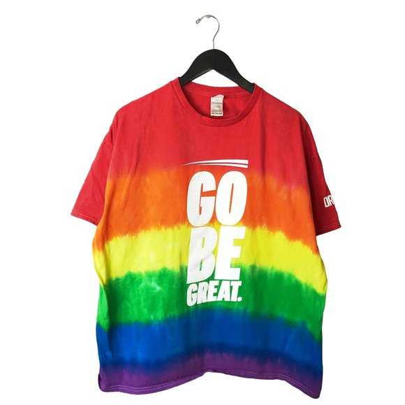 Colortone Go Be Great DRV PNK T Shirt Rainbow Pride Graphic Tee Cotton 2XL XXL - Picture 2 of 13